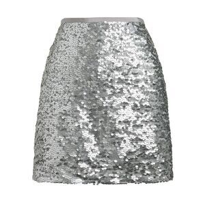 J. Crew Women's Silver Poly Sequin Lined Pencil Straight Skirt